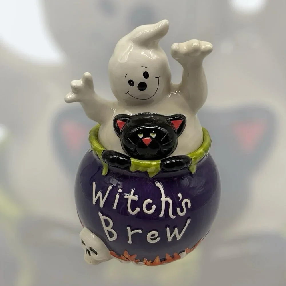 David's Cookies Vintage Halloween Witch's Brew Cookie Jar Kitchen Collectible